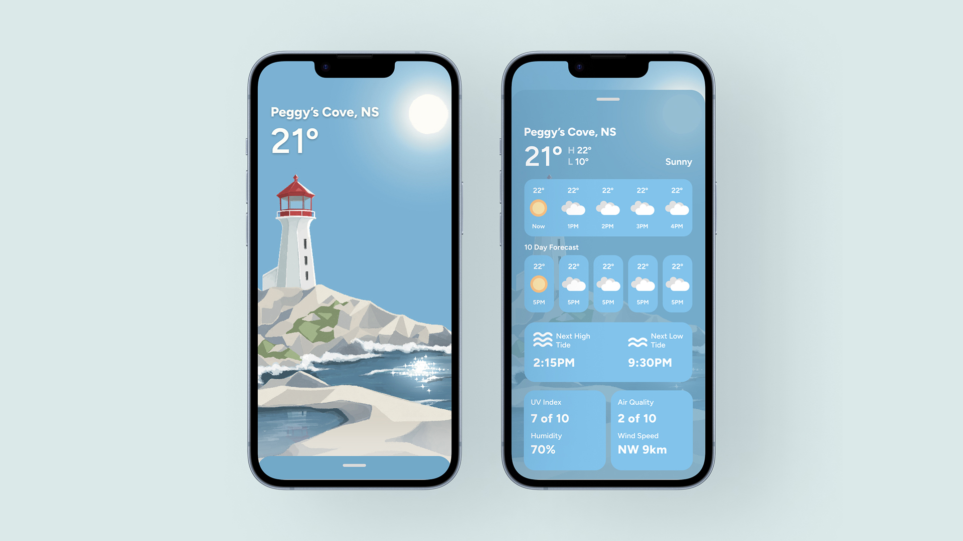 Another more dynamic mockup of the illustrations within the app