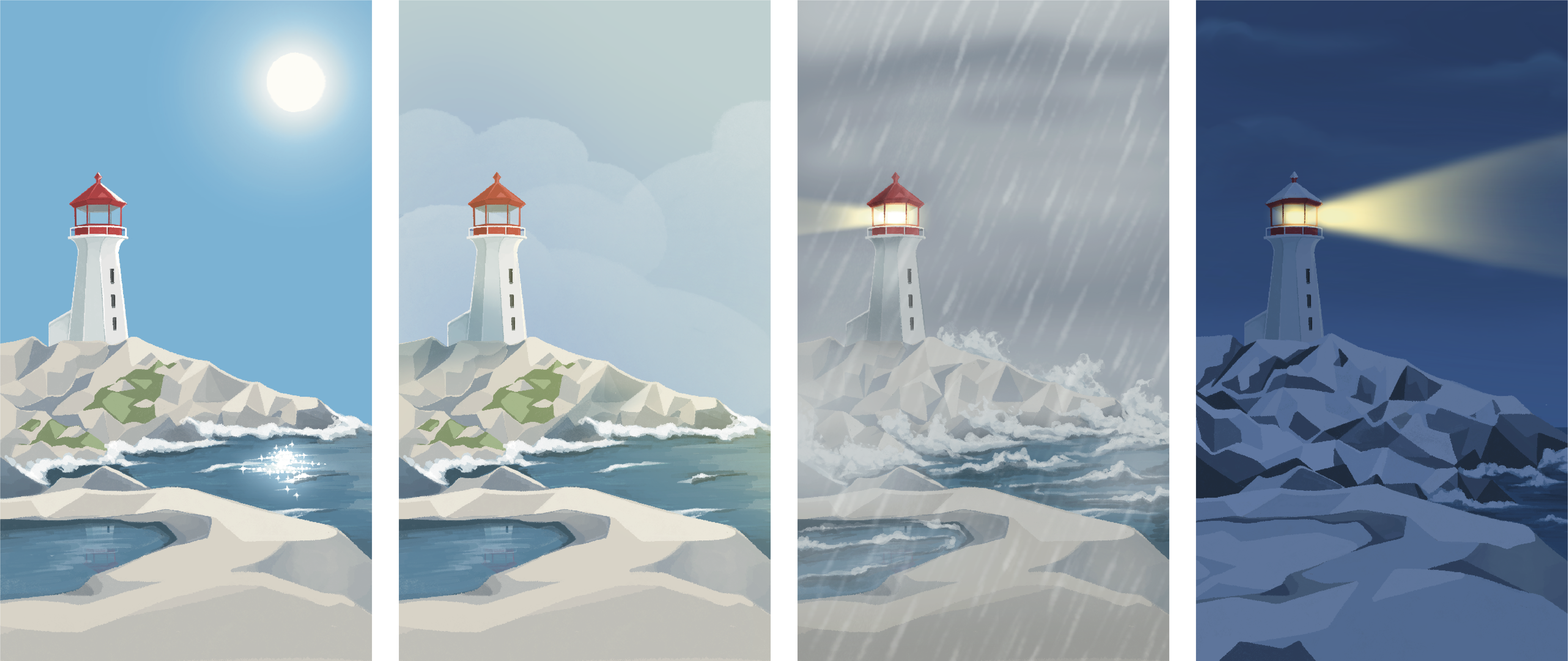 Each weather condition illustrated for the app